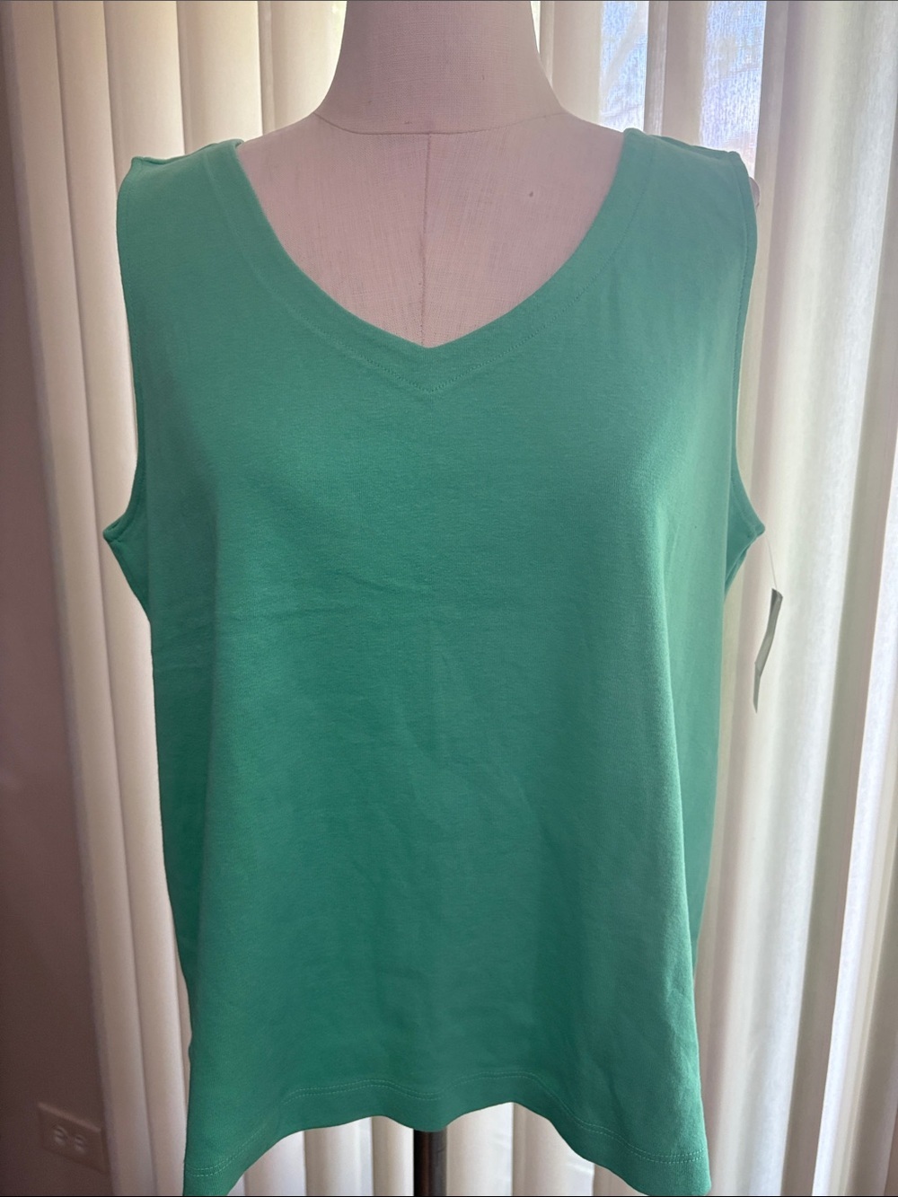 J. Jill Sleeveless rounded V-Neck Tank ocean  Green NWT Pima Cotton size XLP